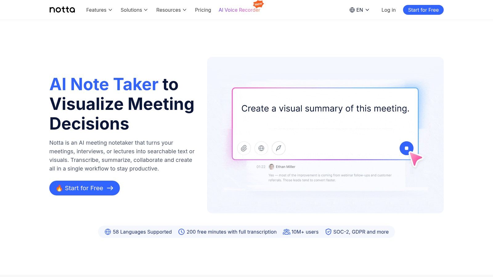 Notta AI Note Taker and Transcription Service