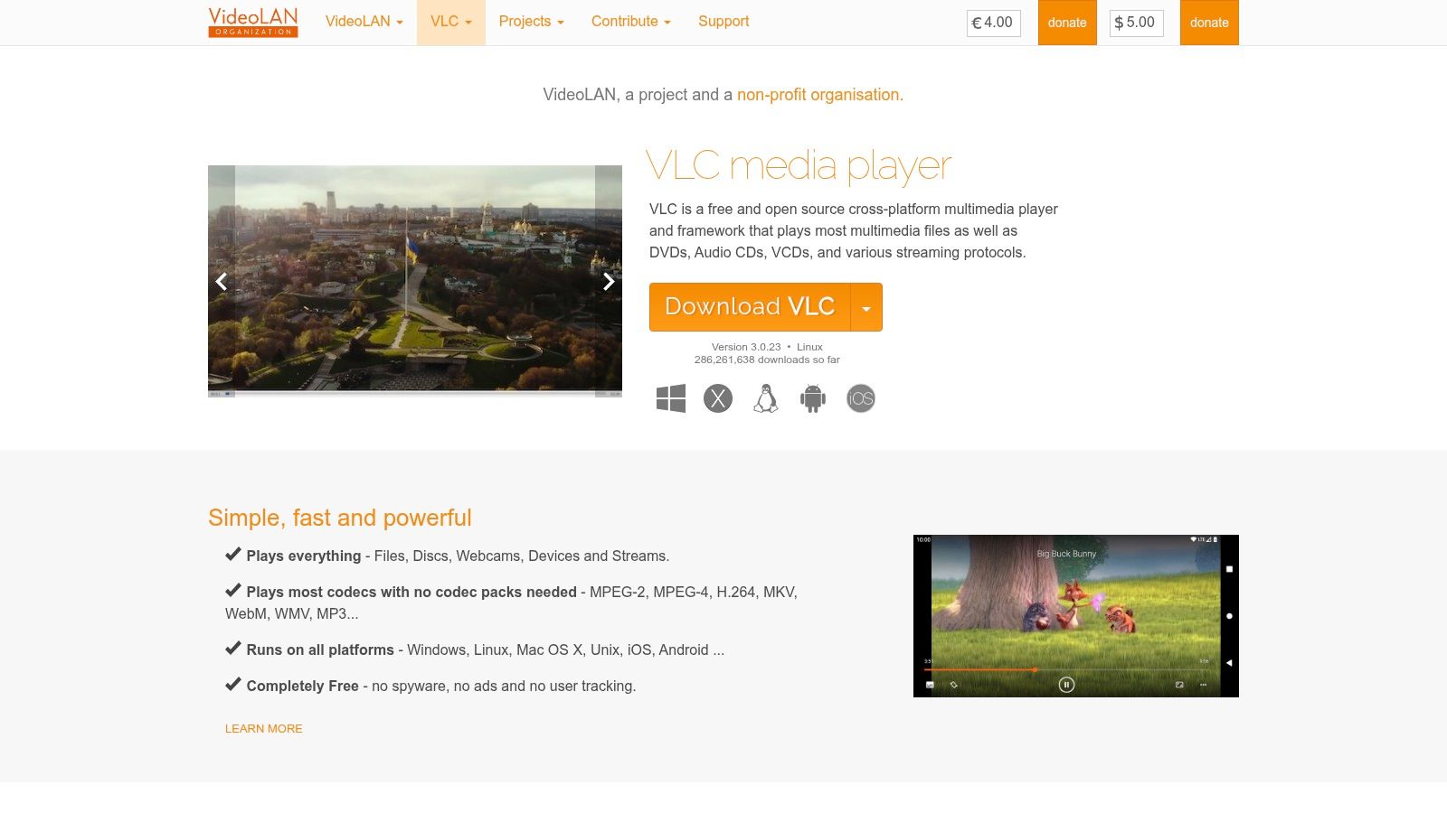 Screenshot from https://www.videolan.org/vlc/