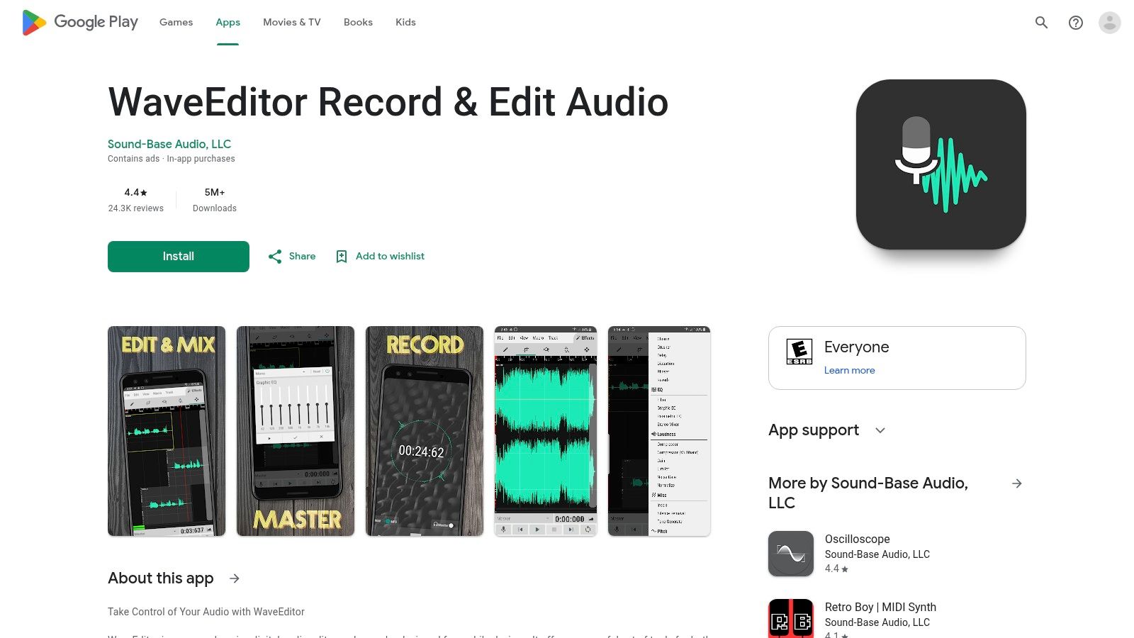 WaveEditor Record & Edit Audio (Sound-Base Audio)