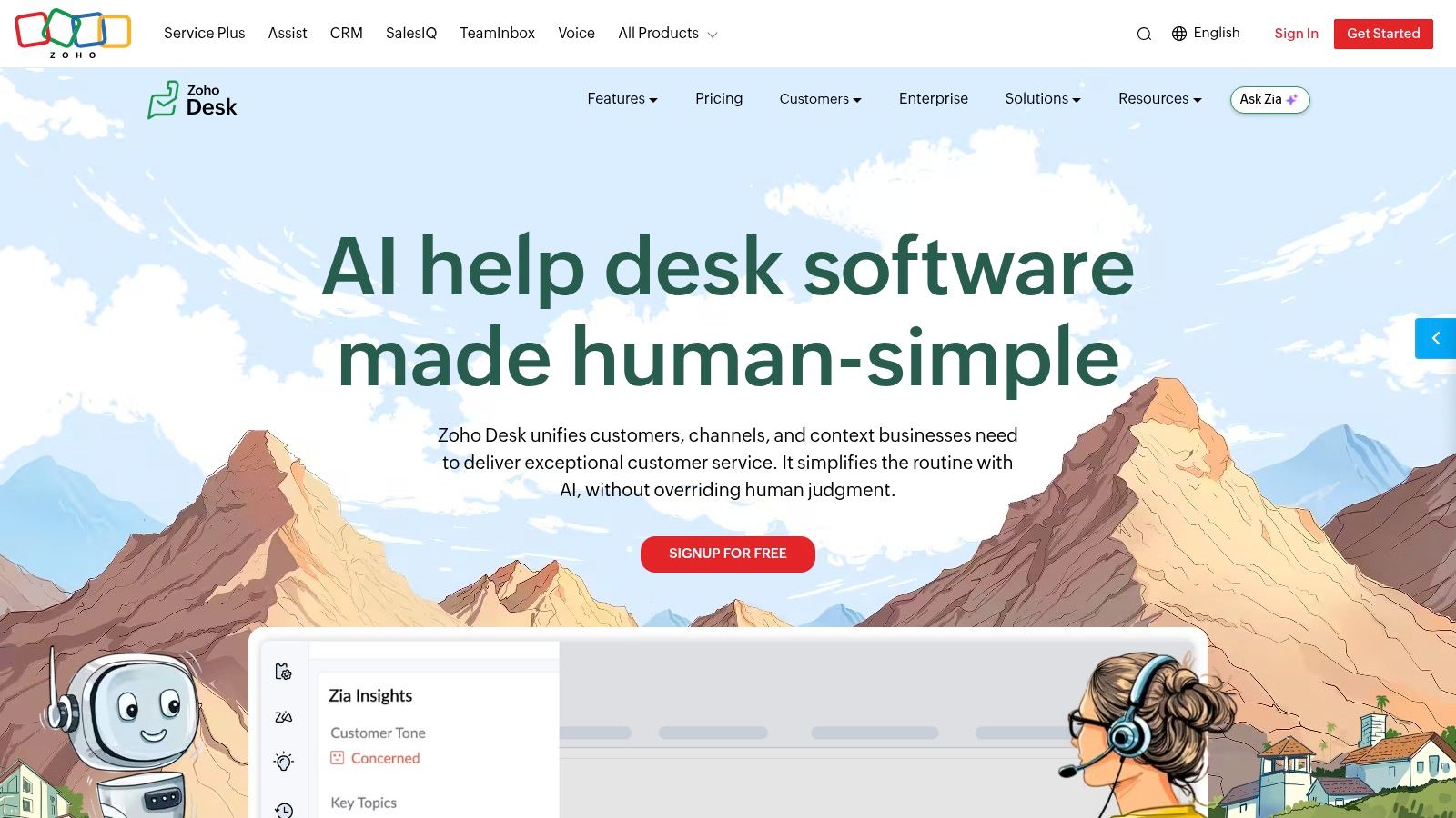 Zoho Desk with Zia