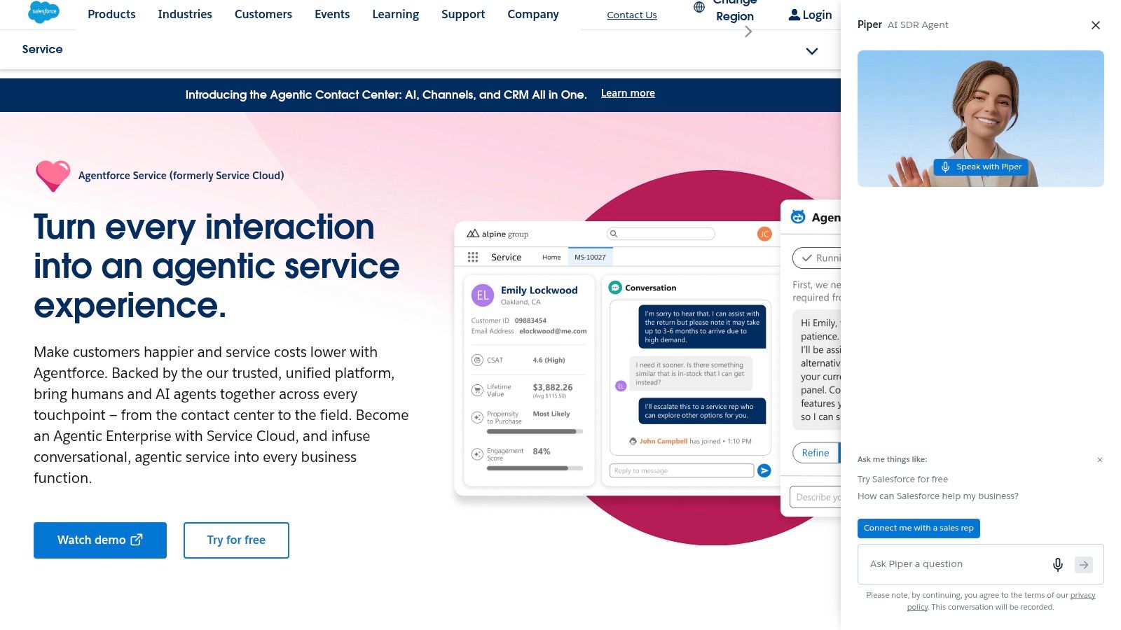 Salesforce Service Cloud (Agentforce / EINSTEIN-powered)