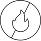 Black circular icon with a stylized flame inside.