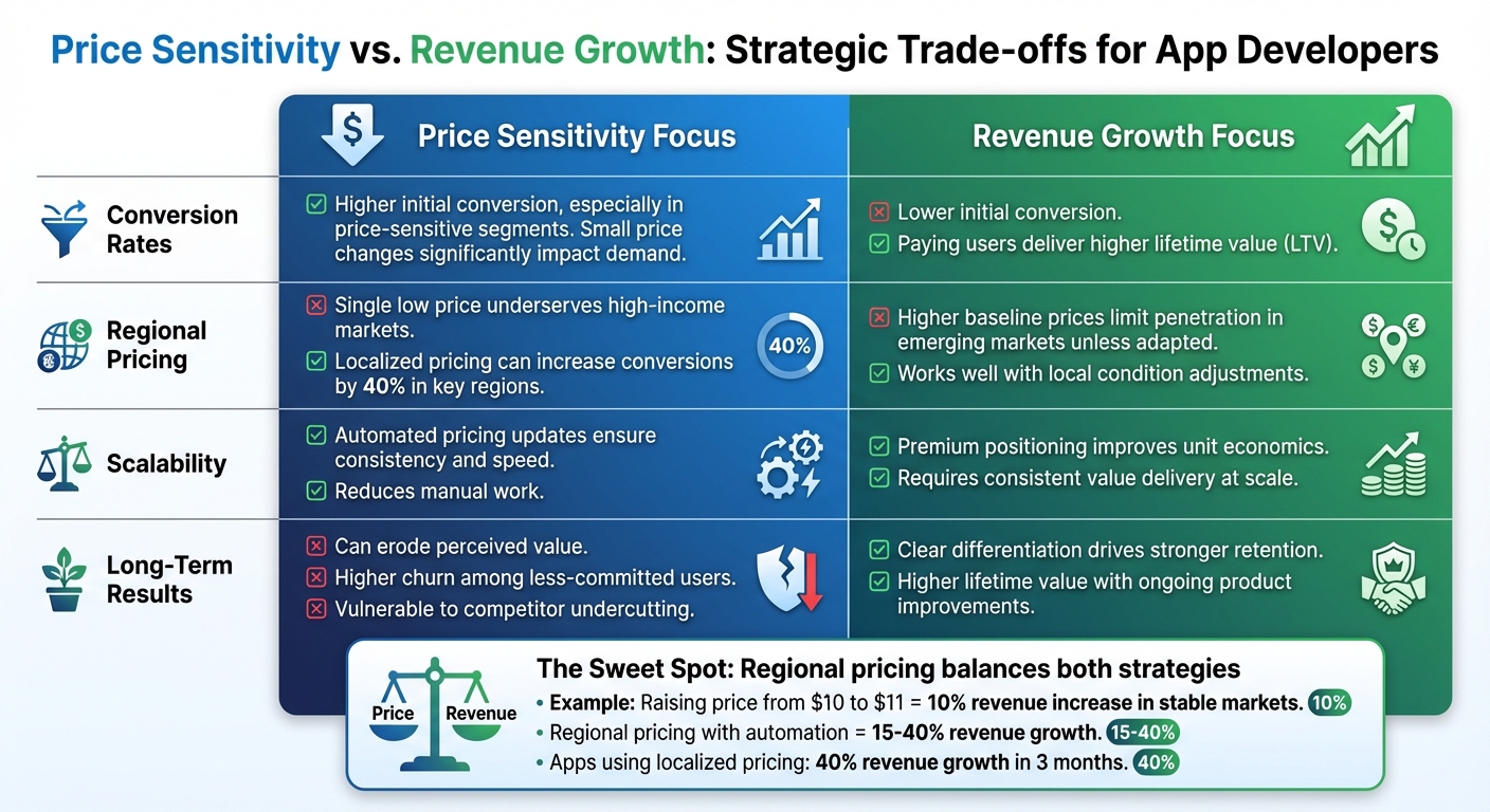 Price Sensitivity vs Revenue Growth: Strategy Comparison for App Developers