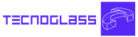 Tecnoglass logo with stylized blue text and a 3D cube graphic in blue and white.