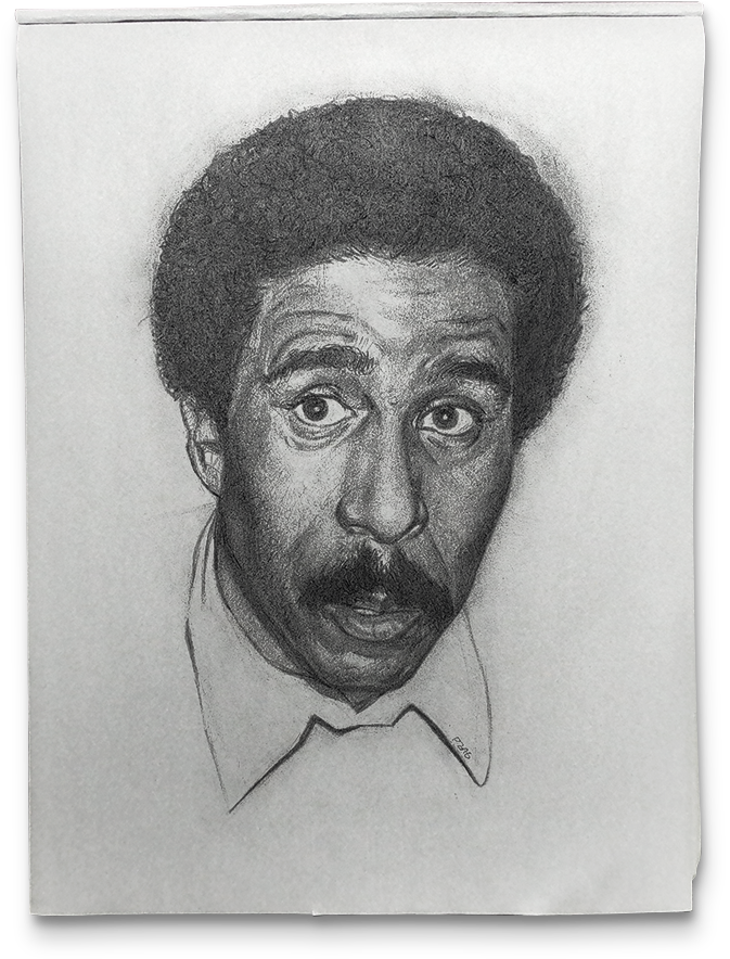 Richard Pryor charcoal drawing by Paul Zagorsky.