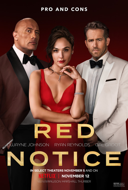 "Red Notice" key art film marketing poster design and art direction.