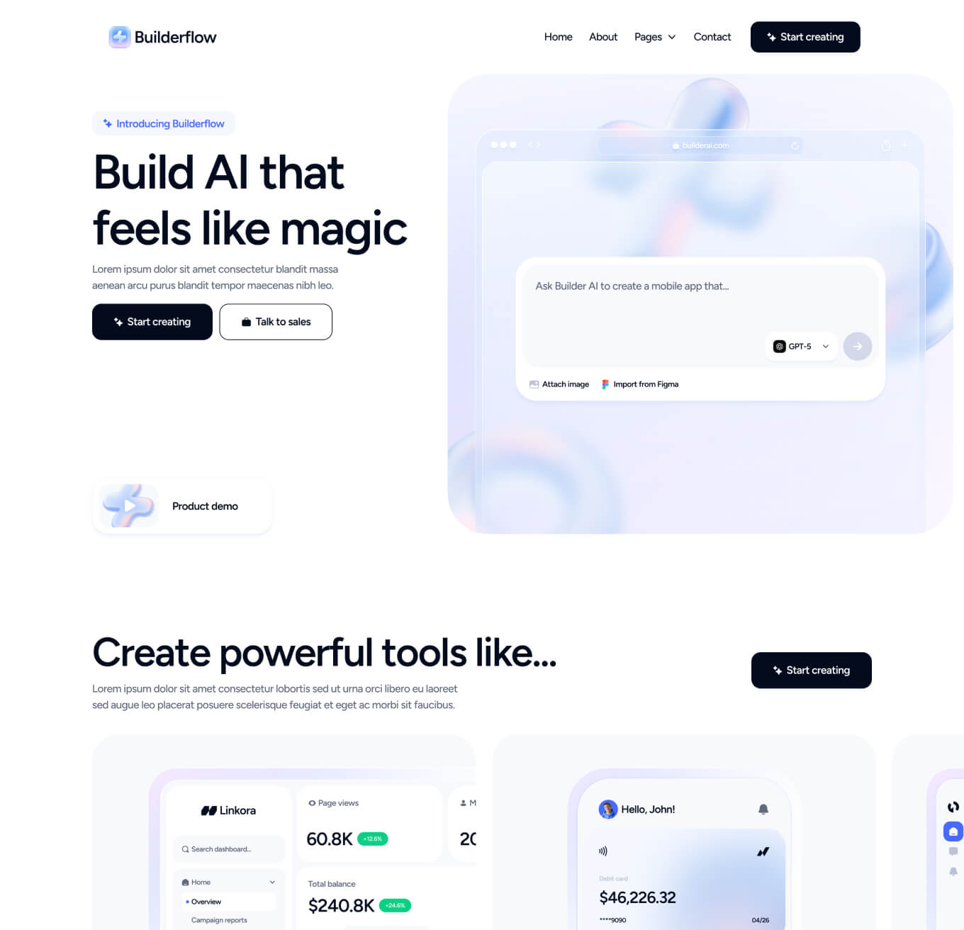 Builderflow - Home V2 Page - AI App Builder Webflow Template