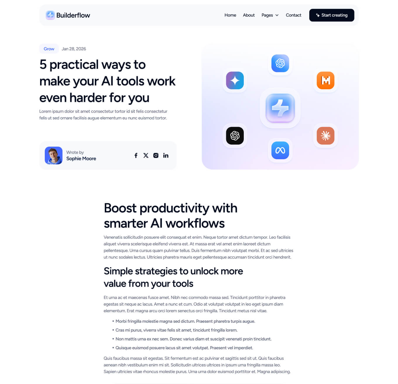 Builderflow - Blog Post Page - AI App Builder Webflow Template