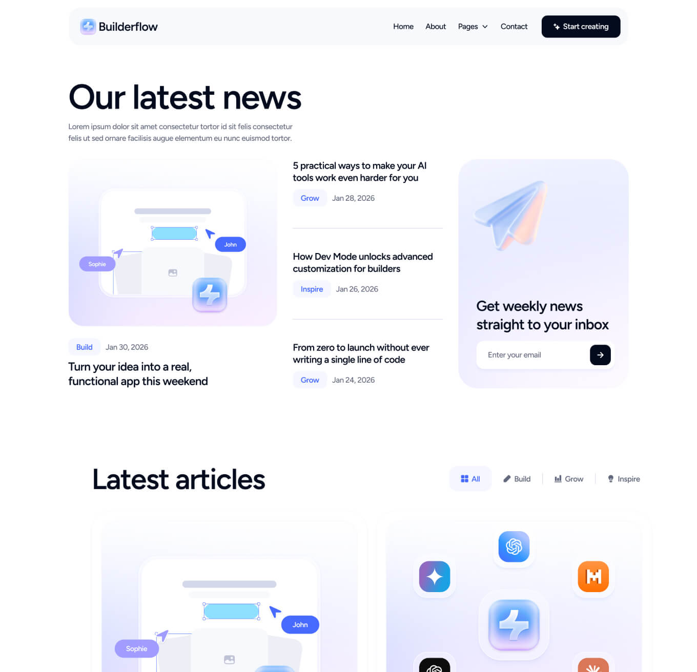 Builderflow - Blog V1 Page - AI App Builder Webflow Template