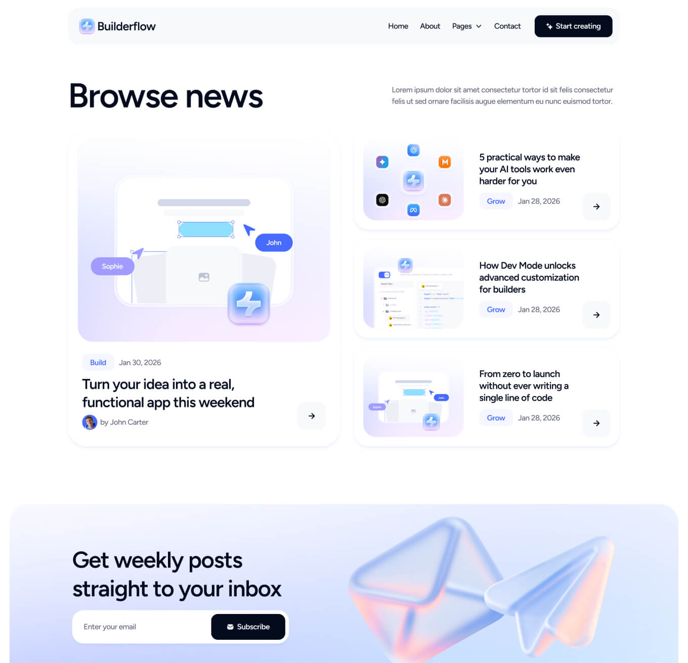 Builderflow - Blog V3 Page - AI App Builder Webflow Template