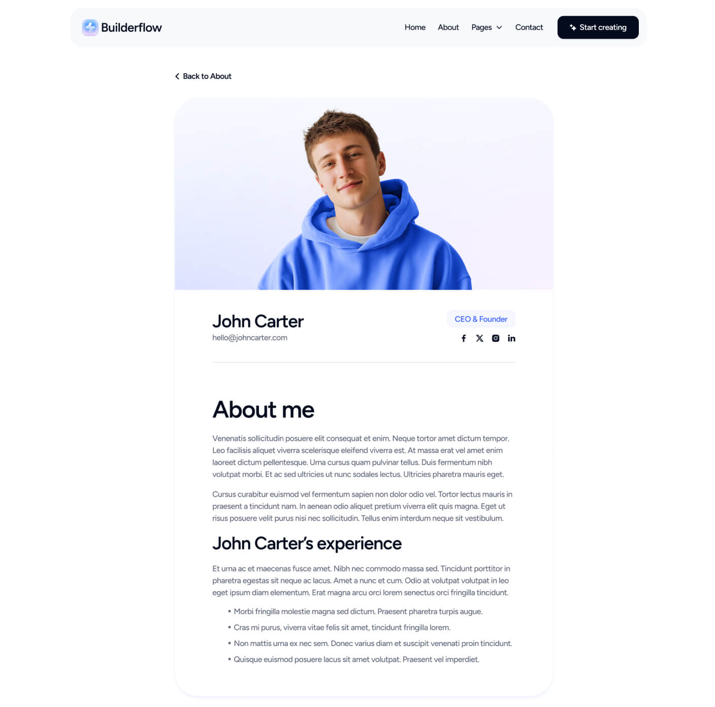 Builderflow - Team Member Page - AI App Builder Webflow Template