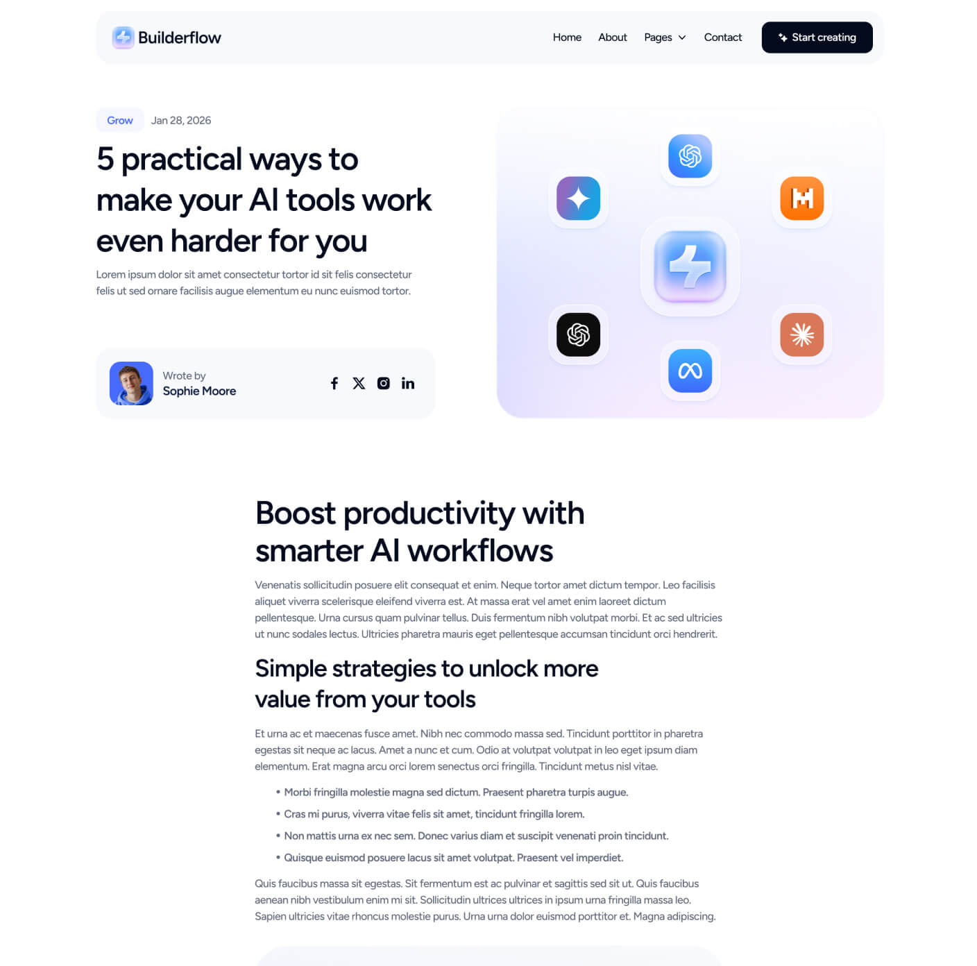 Builderflow - Blog Post Page - AI App Builder Webflow Template