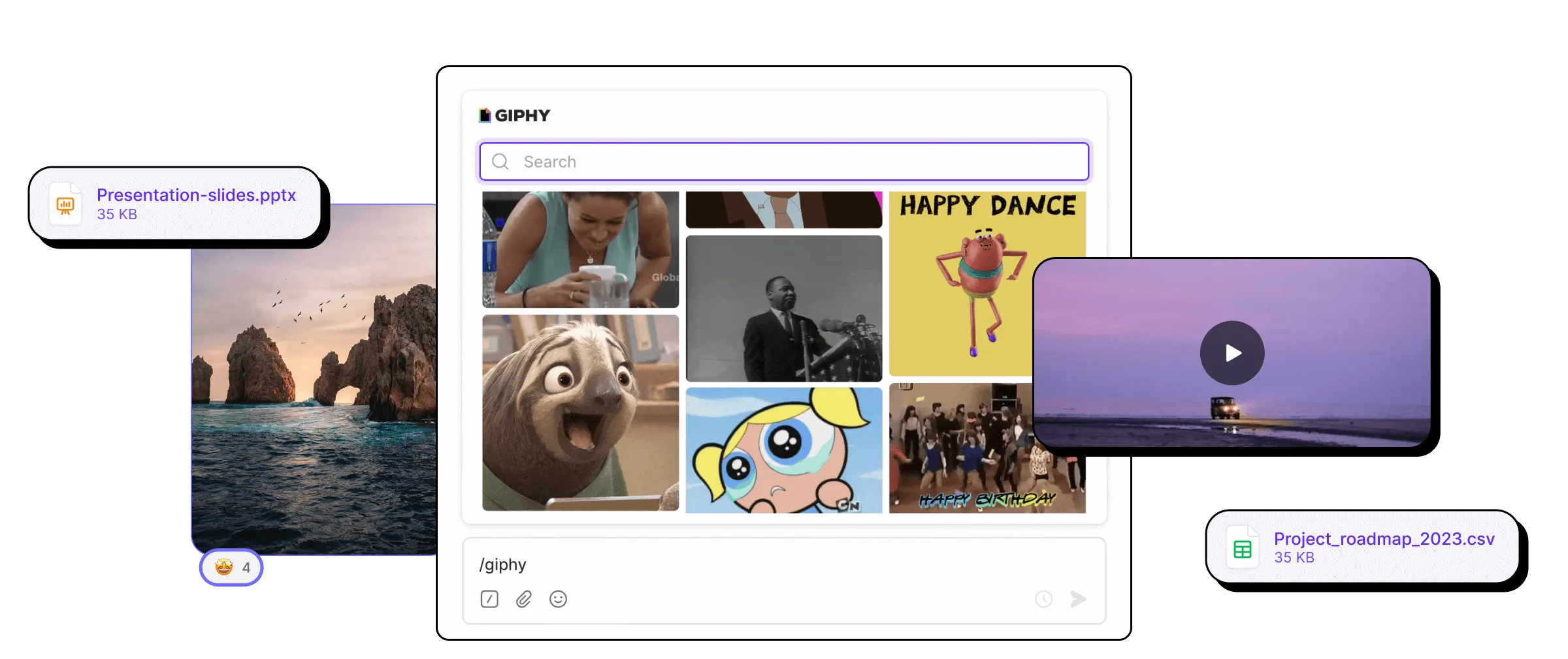 A phone screen with a happy dance image on it.