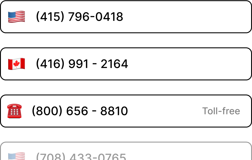 A phone number for a toll free number.