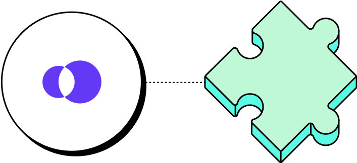 A blue and green puzzle piece.