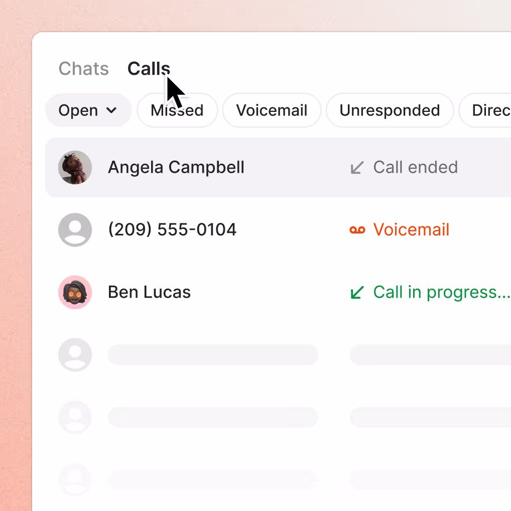 A chat screen with a green call button.