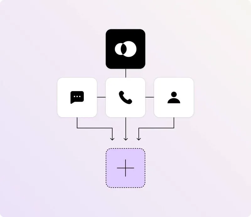A purple square with a white button in the middle.