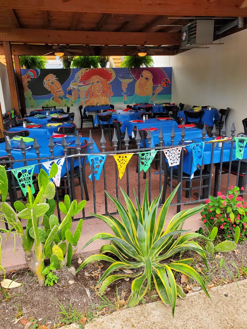 Pueblo Solis patio entrance by daylight.