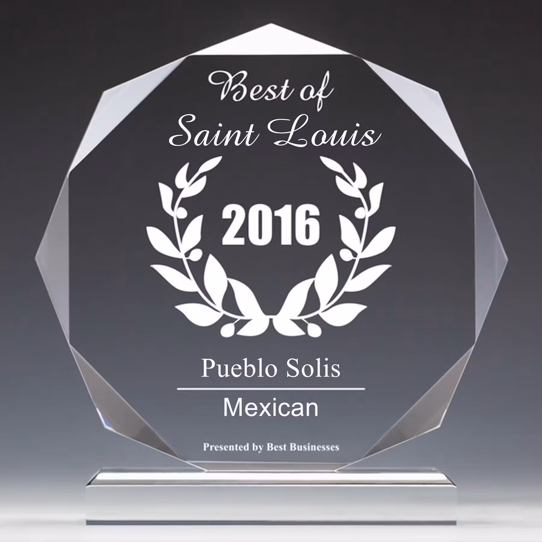 Best of Saint Louis 2016 Pueblo Solis plaque.