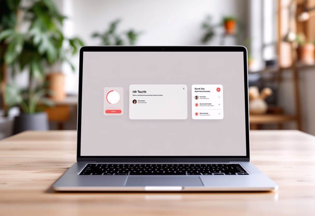 [interface] image of cloud-based solutions interface for hr tech on a laptop