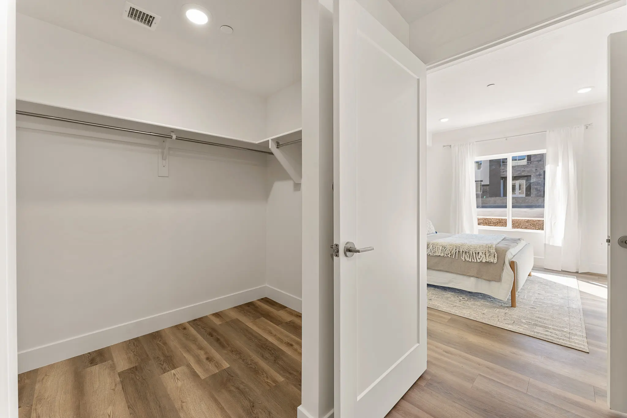 Spacious and modern apartment closet at Ascesa Court in St. George, UT.