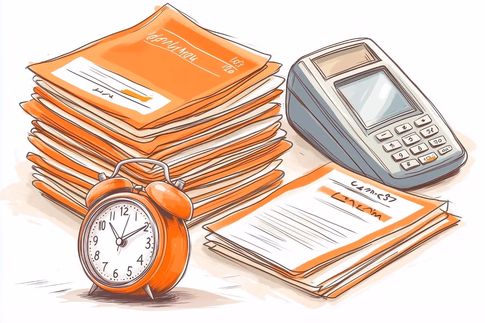 Documents and a clock