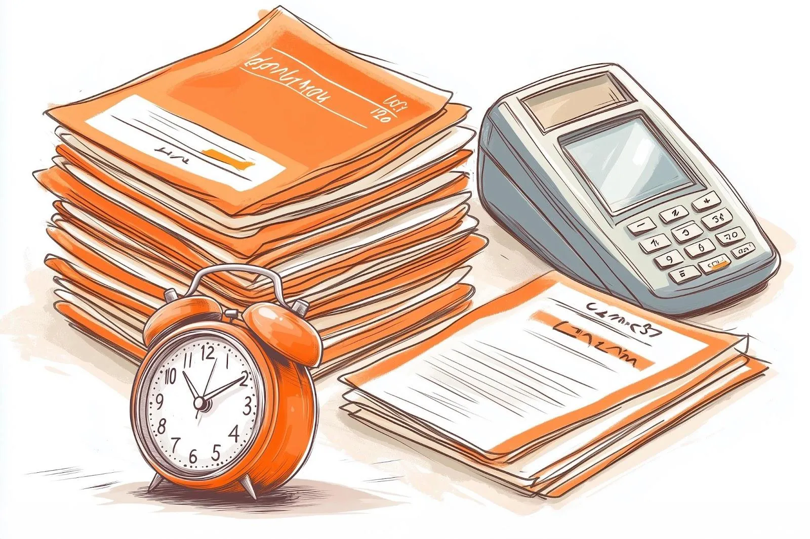 Documents and a clock