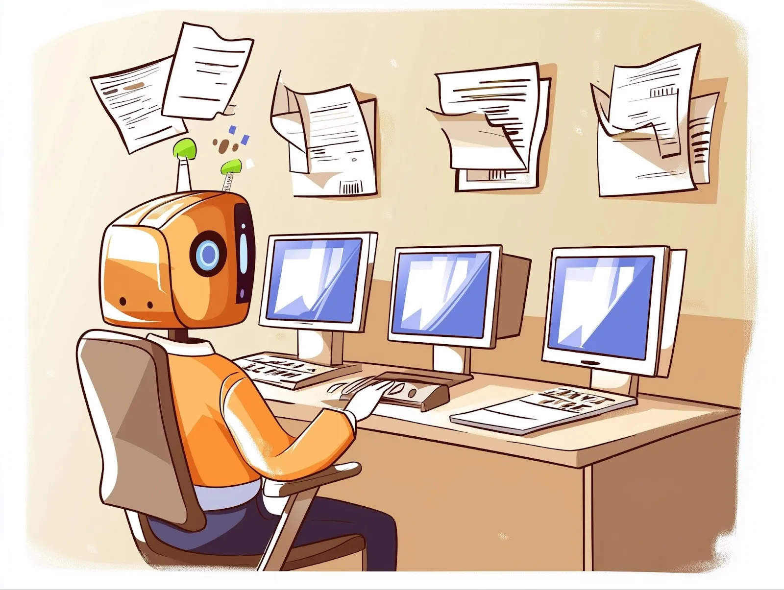 Robot at a desk
