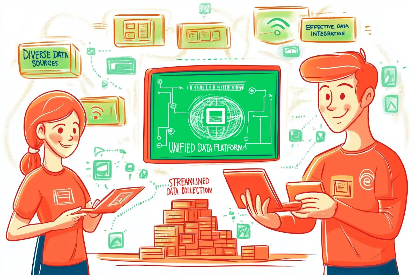 People looking at data on a computer