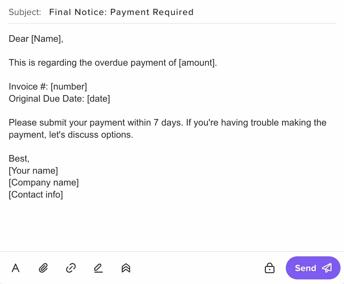 Fourth reminder email example