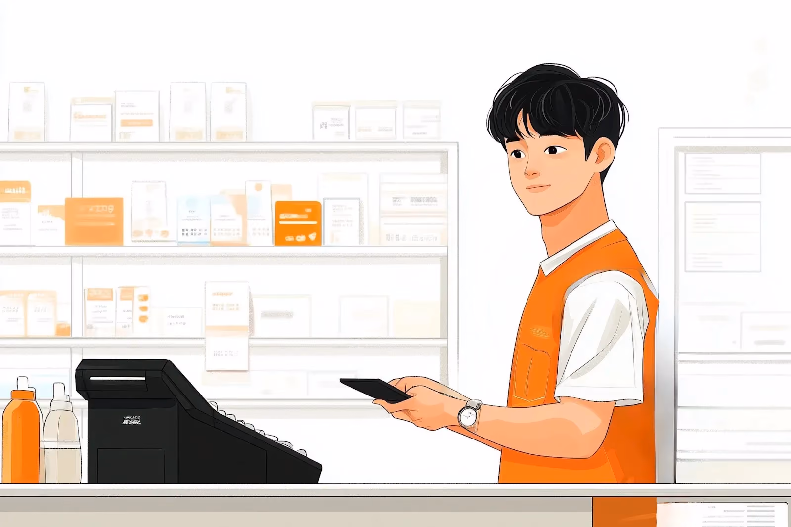 A person at a cash register