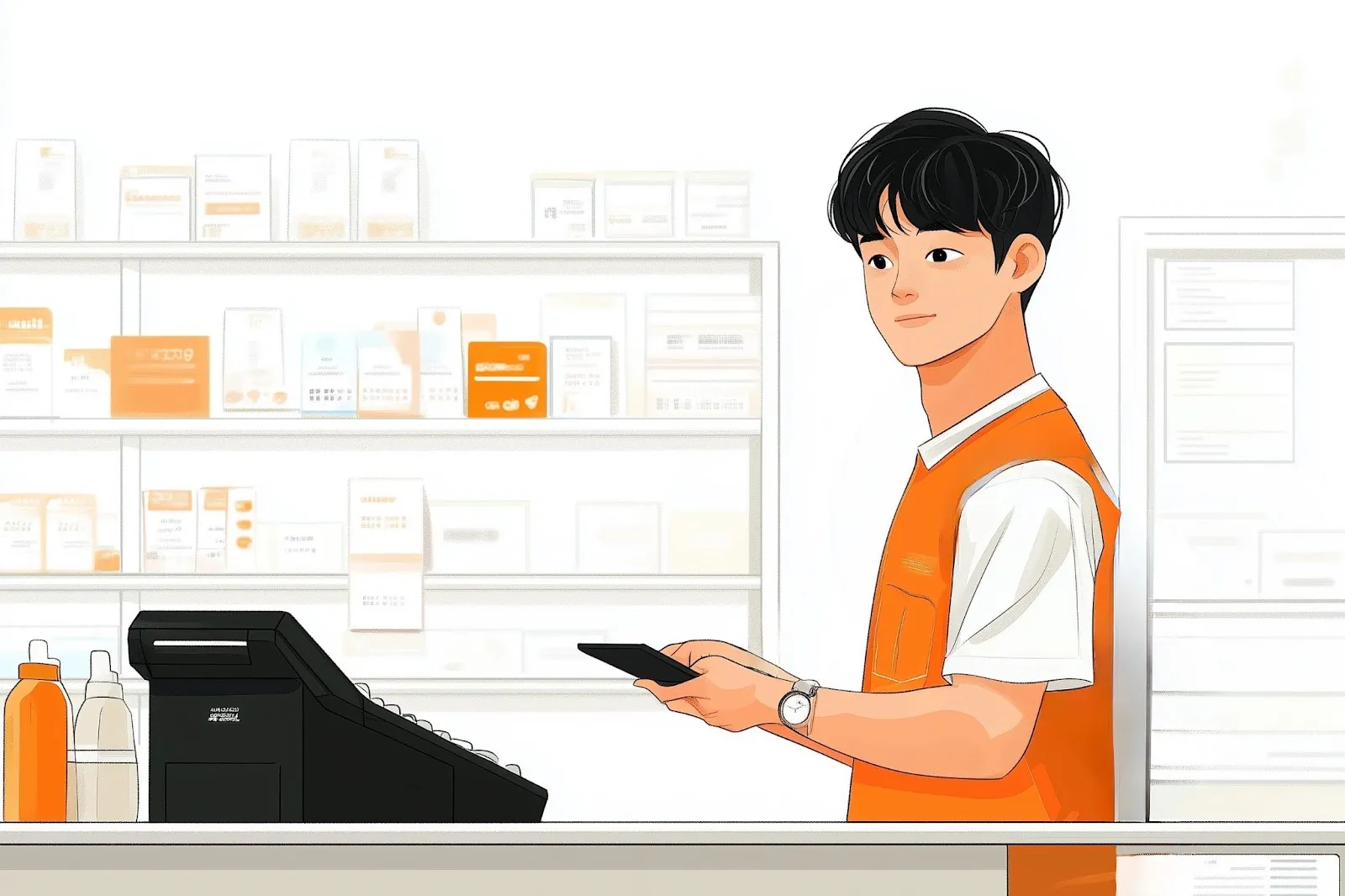 A person at a cash register