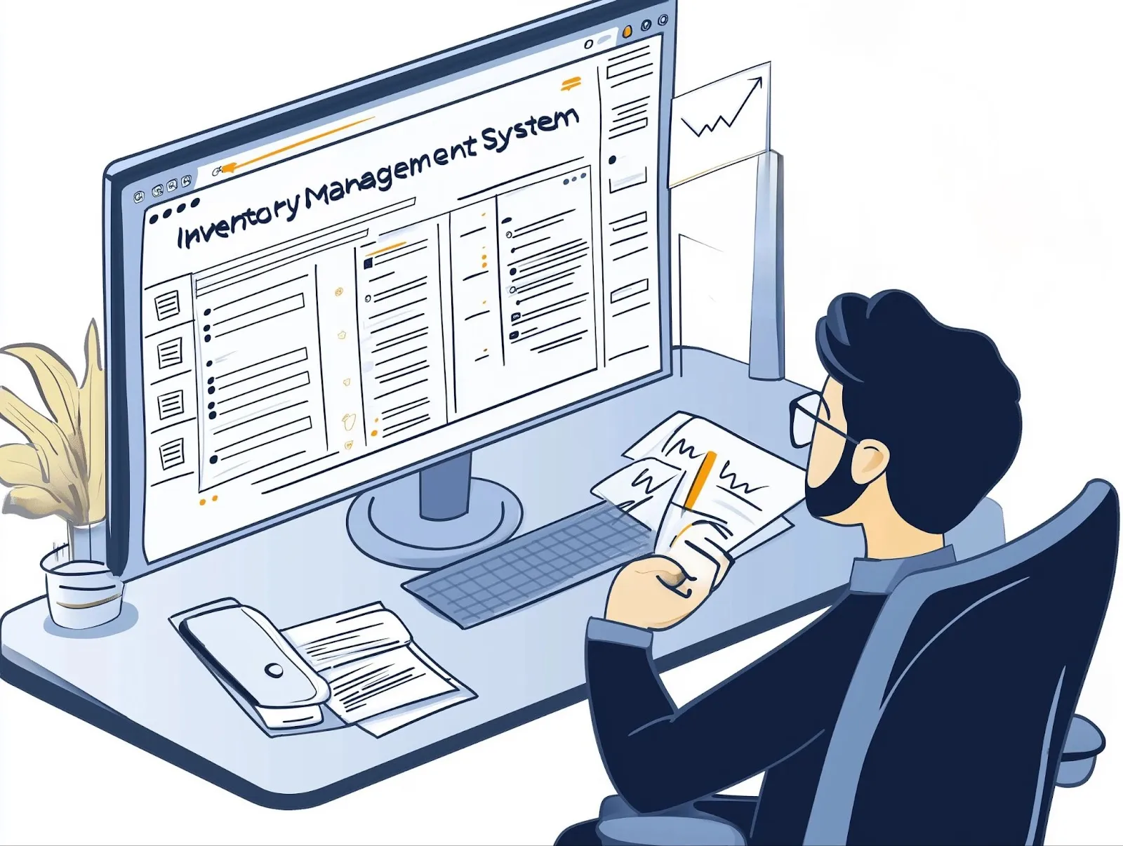 A person looking at an Inventory Management System