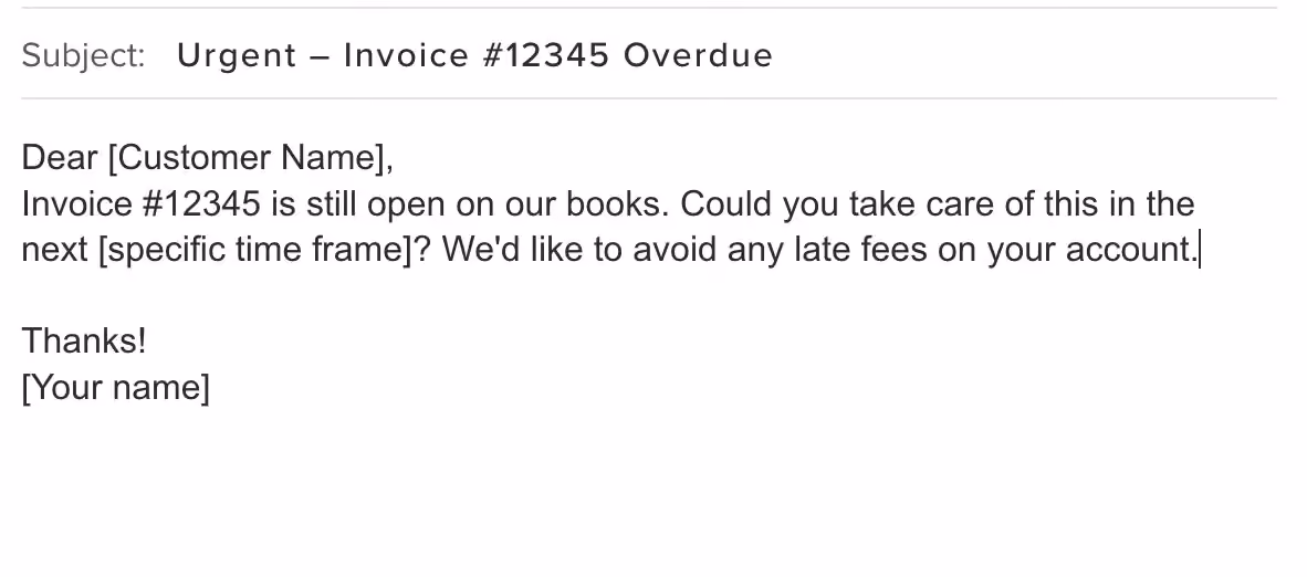 Urgent reminder dunning email example