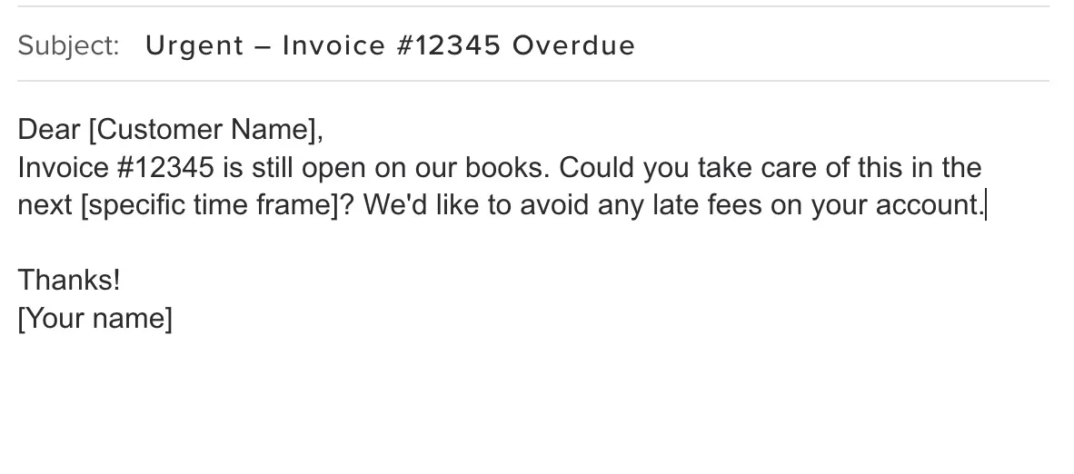 Urgent reminder dunning email example