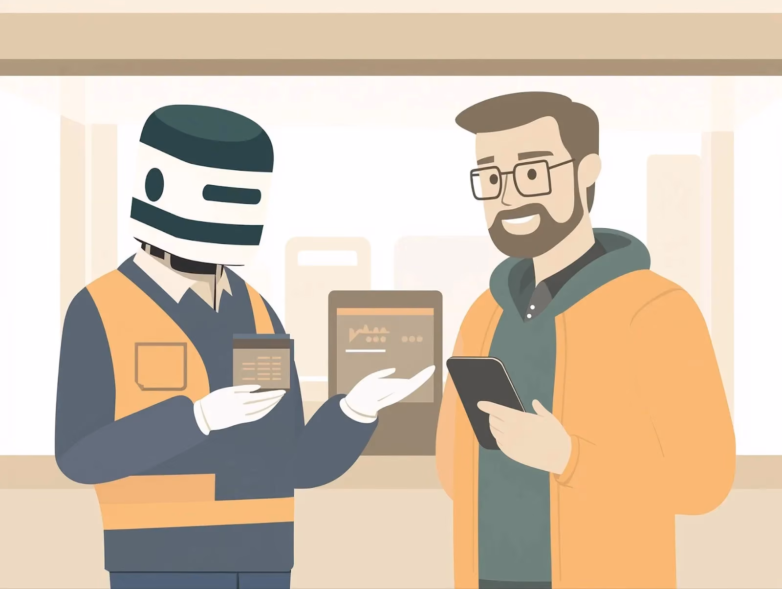 Robot and human conversing