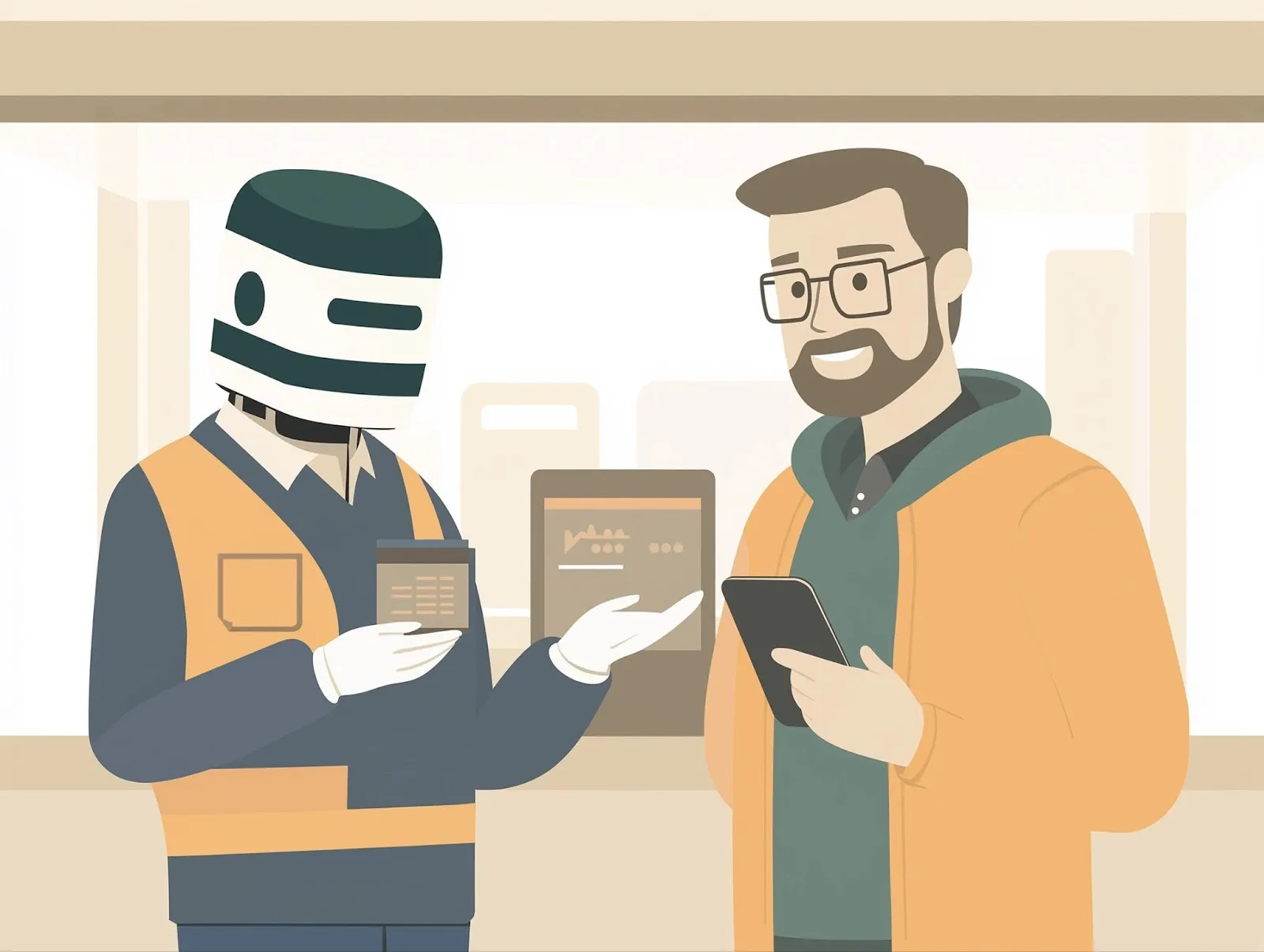 Robot and human conversing