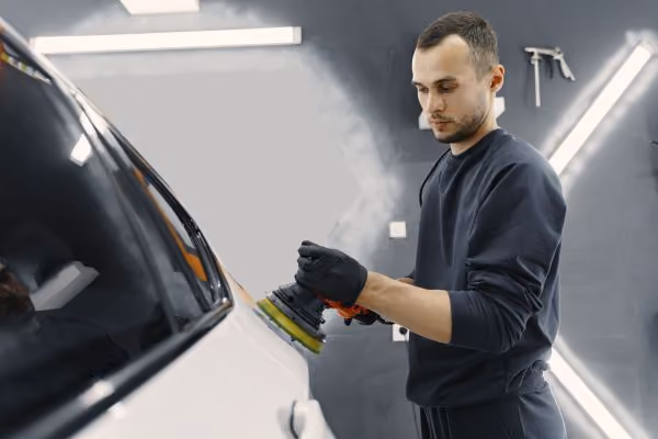 Mulher atendendo cliente na estética automotiva através do aplicativo operacional Jump Car
