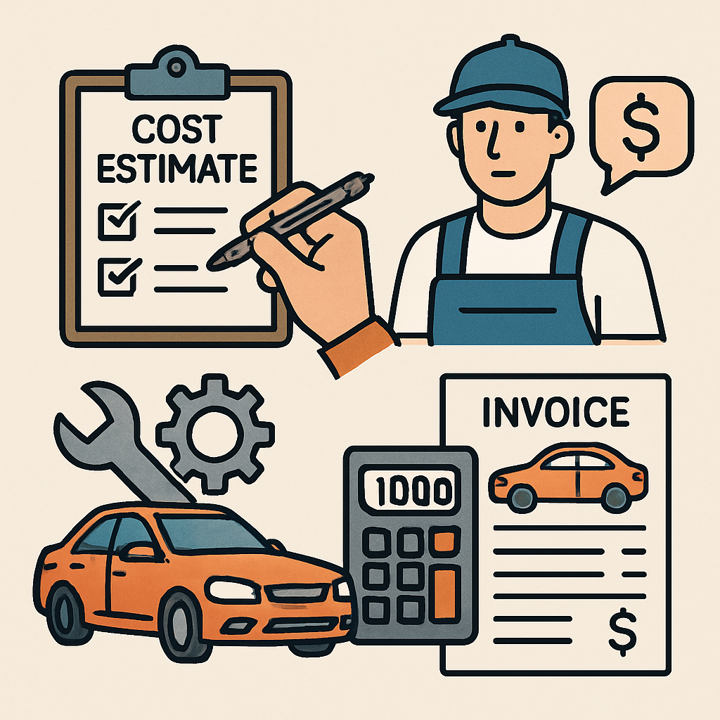 Image depicting various aspects of auto repair cost estimates