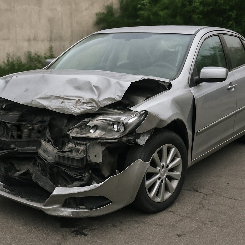 A car with visible collision damage