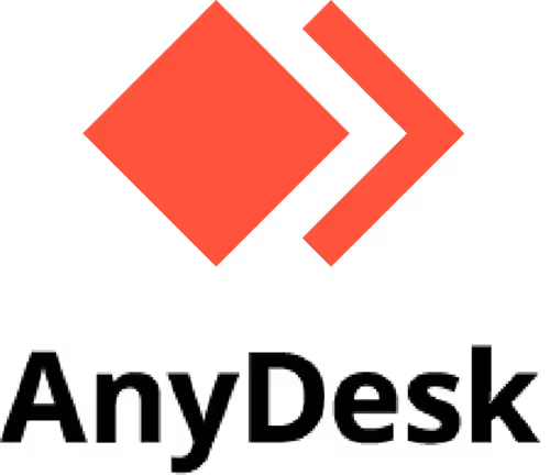 Logo AnyDesk in rosso e nero, dal design moderno.