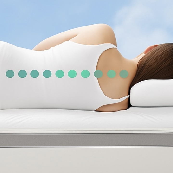 Matratzenquerschnitt mit Zonen für Schulter und Hüfte