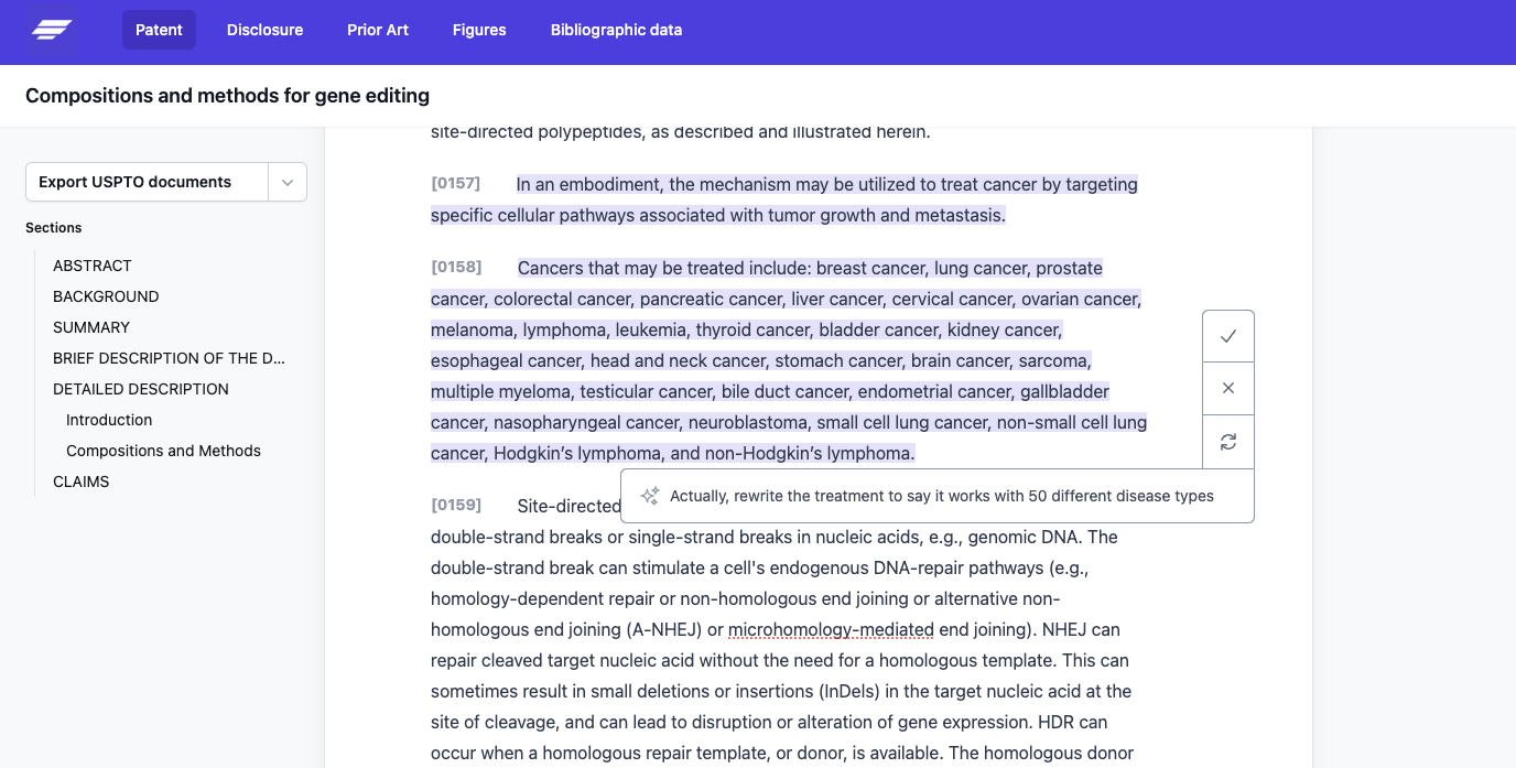 Edge patent drafting