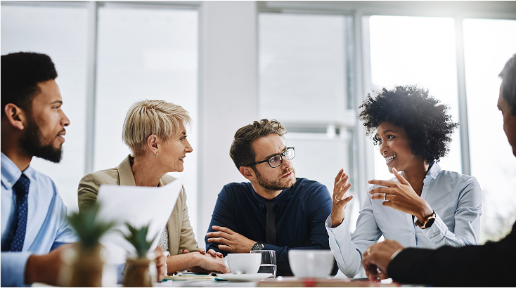 Employees in a meeting