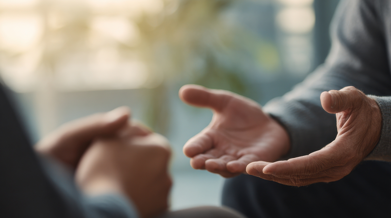 Two people having a conversation