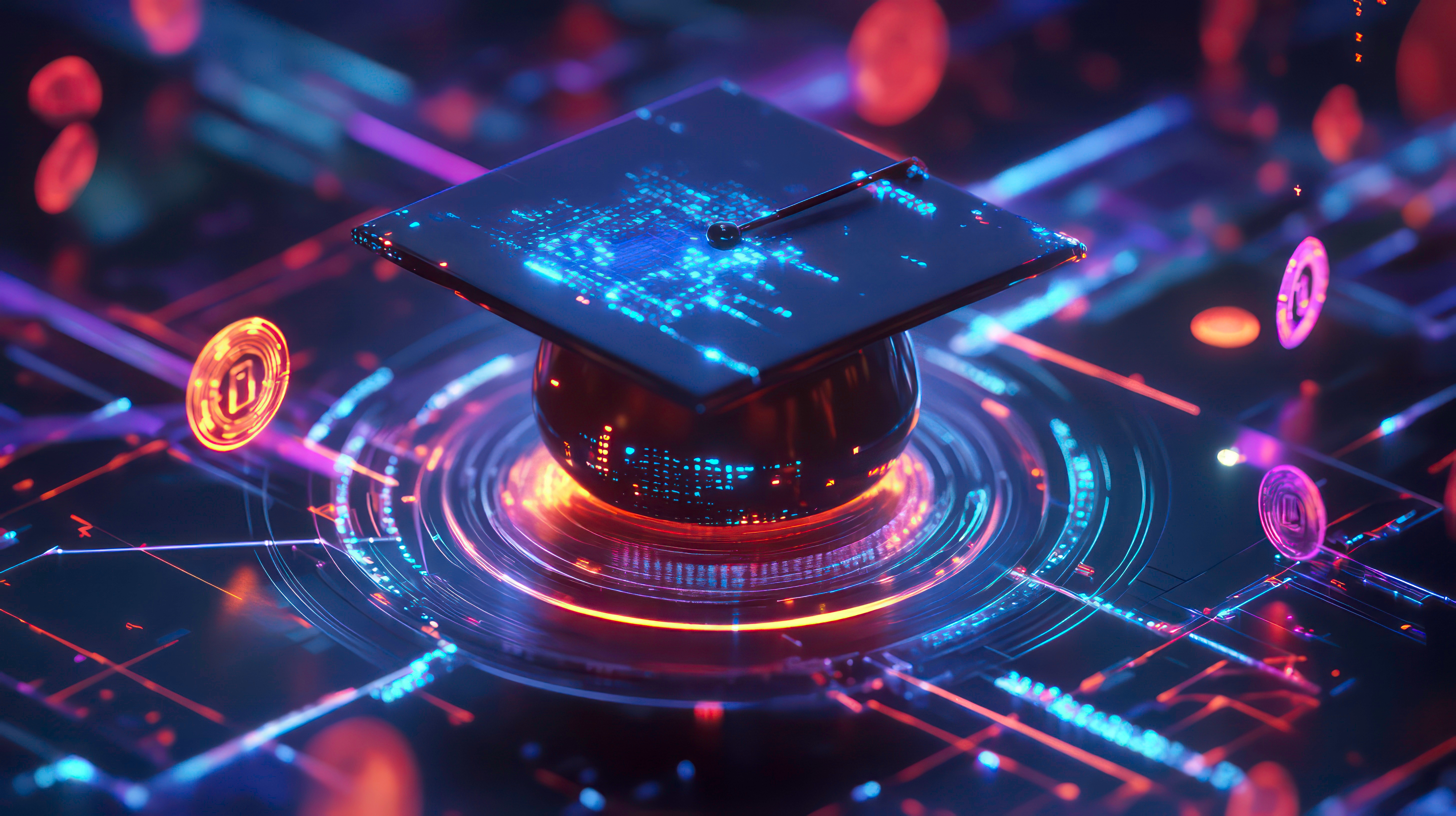 A graduation hat made over code