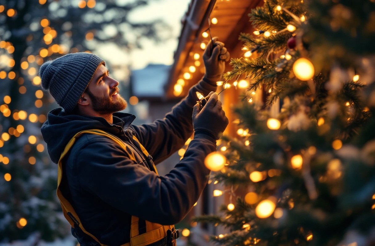 Professional image illustrating Key Considerations When Hiring a Christmas Light Installer