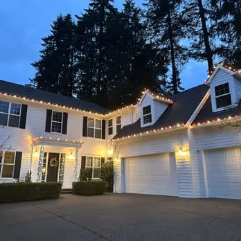 Residential Christmas Light Installation with Custom Roofline Design in Portland, OR