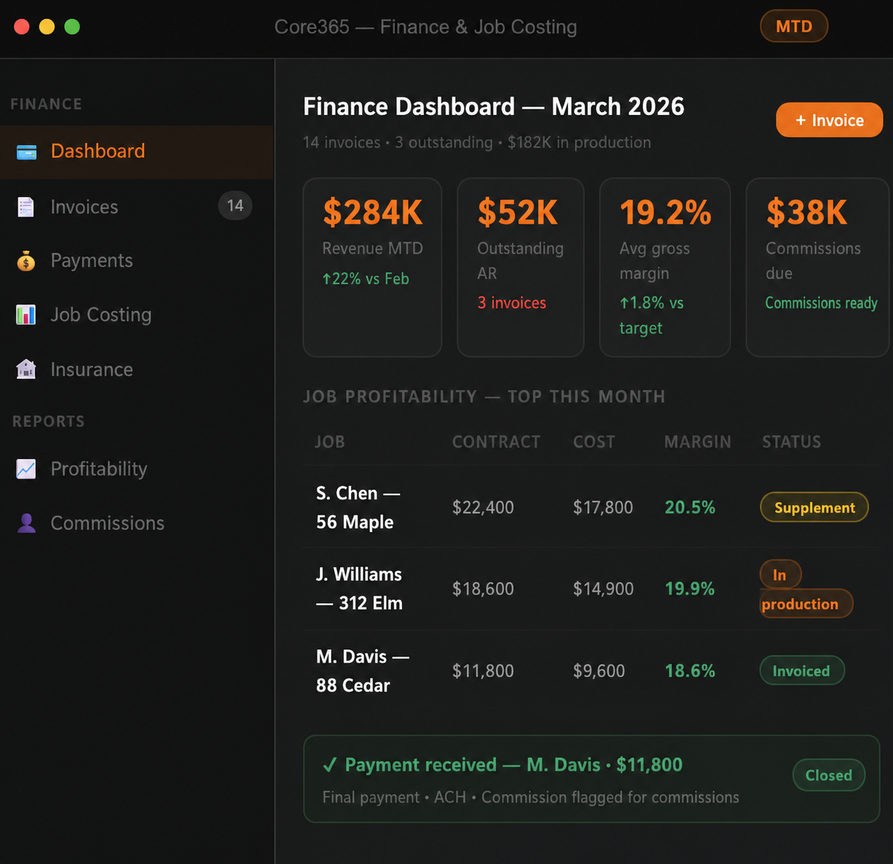 Invoice, Collect, and Track Every Dollar Without Leaving Core365