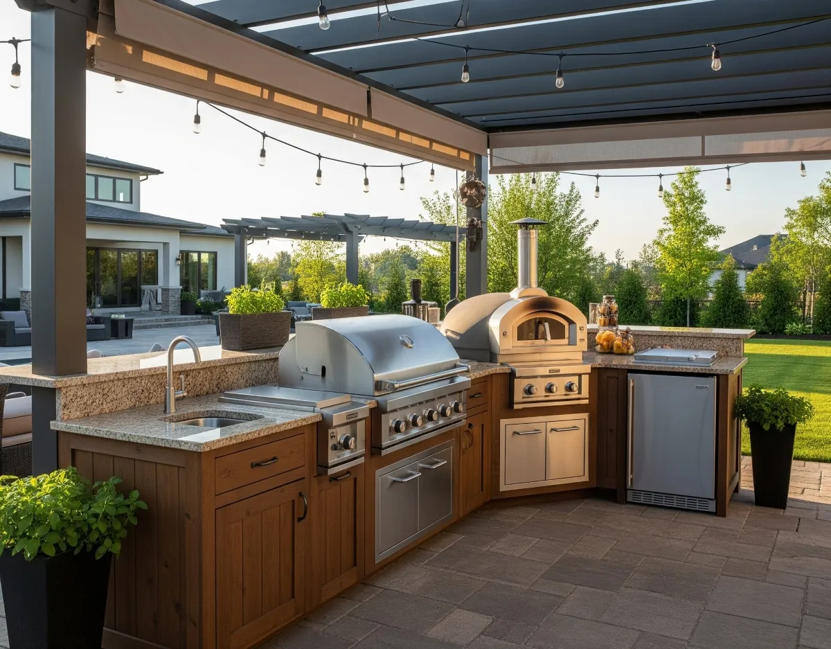 Custom outdoor kitchen installation in Dallas TX — Prestige Landscape and Design